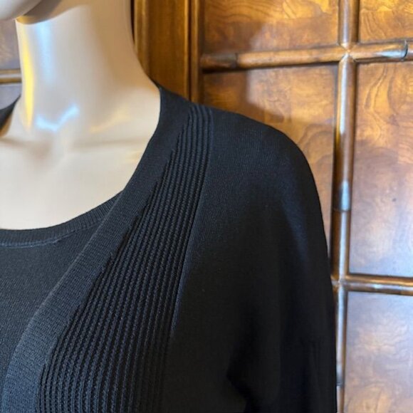 Marla Wynne Black Ribbed Inserts High Side Slits Cardigan - Picture 8 of 15